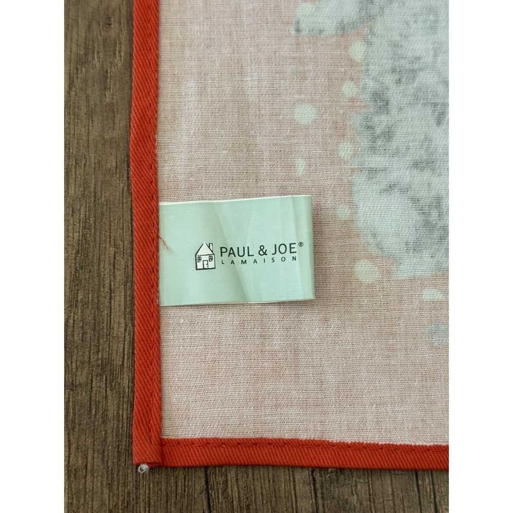 PAUL & JOE Orange Cat Kitten Polka Dot Cotton Kitchen Tea Towel 20x27 NWOT - Picture 7 of 12